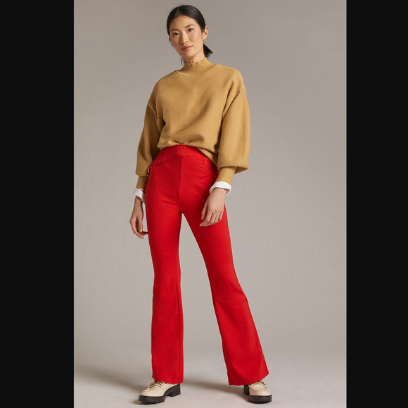 Anthropologie The Sabine Red Pull-On Flare Pants - New - Small - Picture 1 of 6